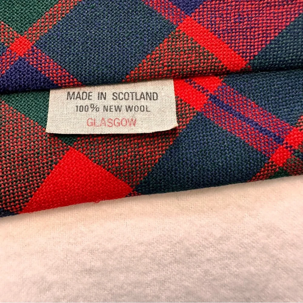 Vintage Scotland Glasgow Man's Tie Handmade Wool Red Multicolor Necktie Plaid